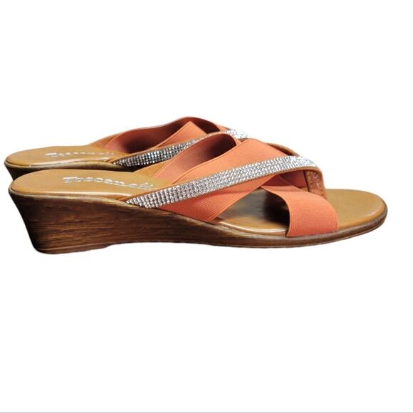 TOSCANELLA Brown and Orange Sandal with diamond accents - Picture 3 of 5